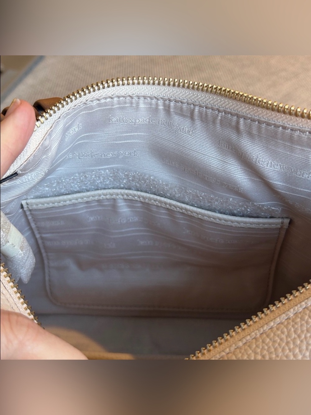 Kate Spade Cream and Tan Crossbody Shoulder Bag with Woven Trim - Picture 6 of 7